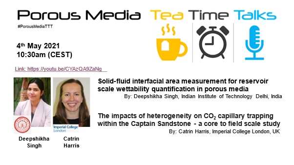 Porous Media Tea Time Talks on May 4