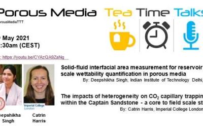 Porous Media Tea Time Talks on May 4